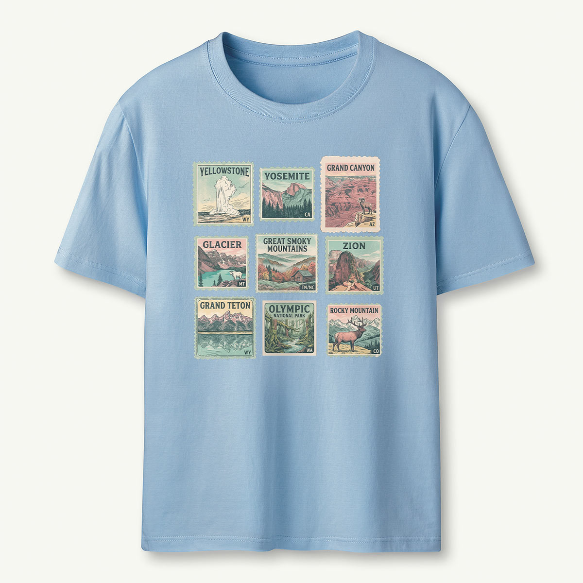 National Park Retro Nature Stamp Collection T-Shirt