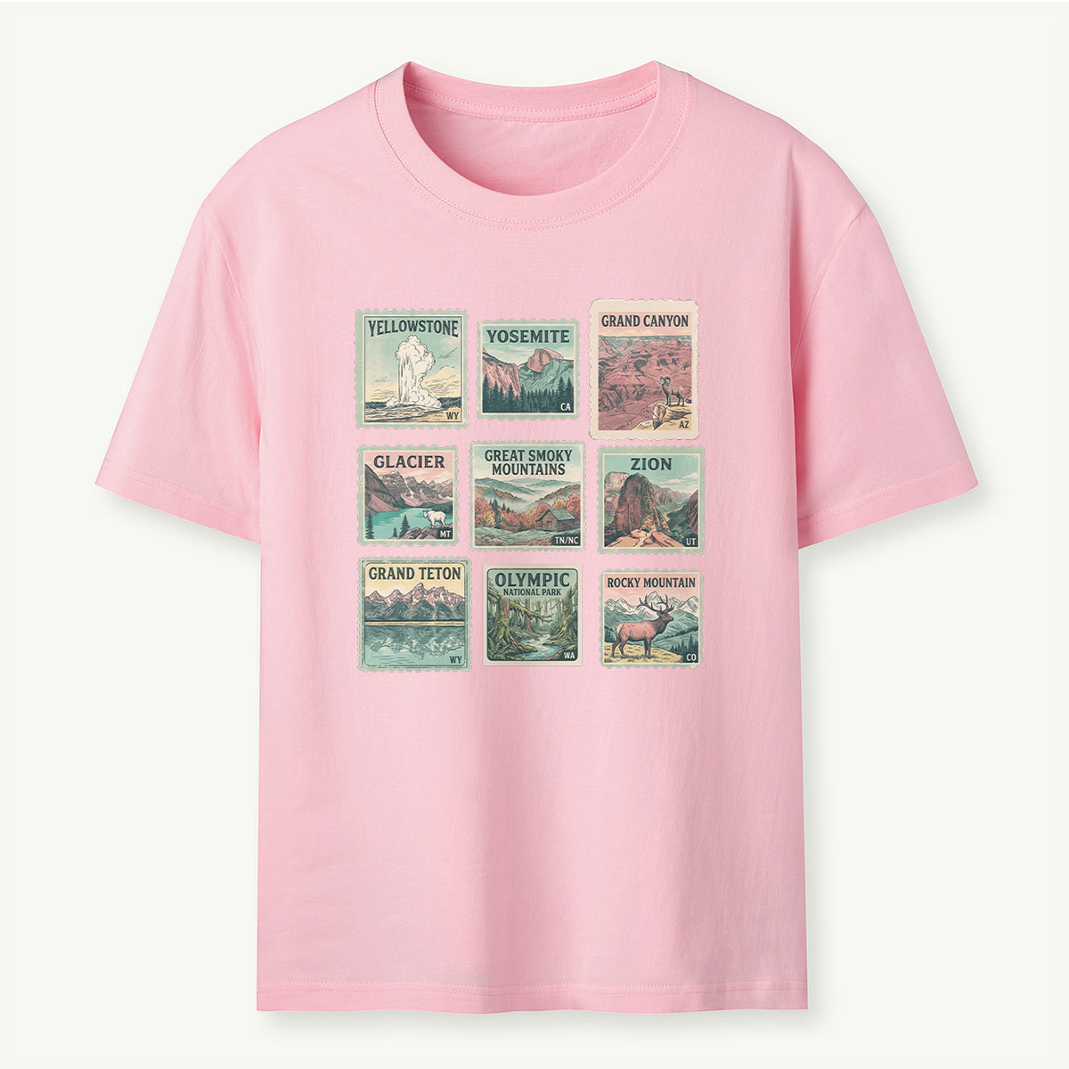 National Park Retro Nature Stamp Collection T-Shirt