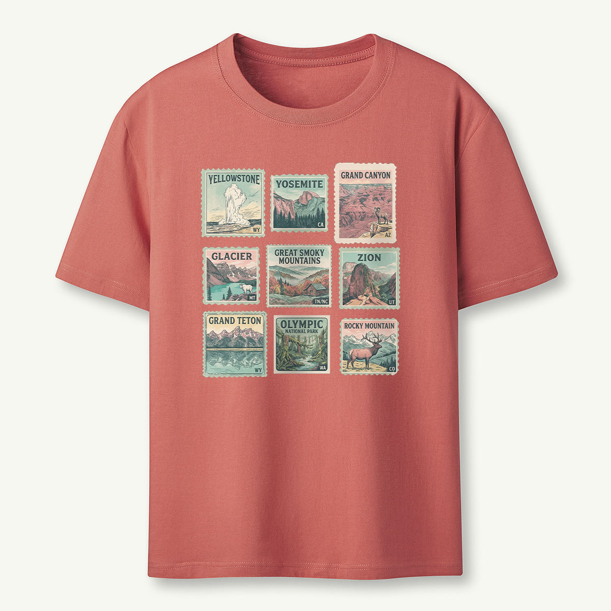 National Park Retro Nature Stamp Collection T-Shirt