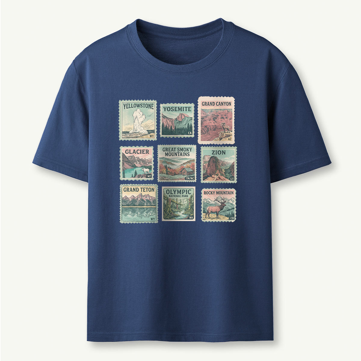 National Park Retro Nature Stamp Collection T-Shirt