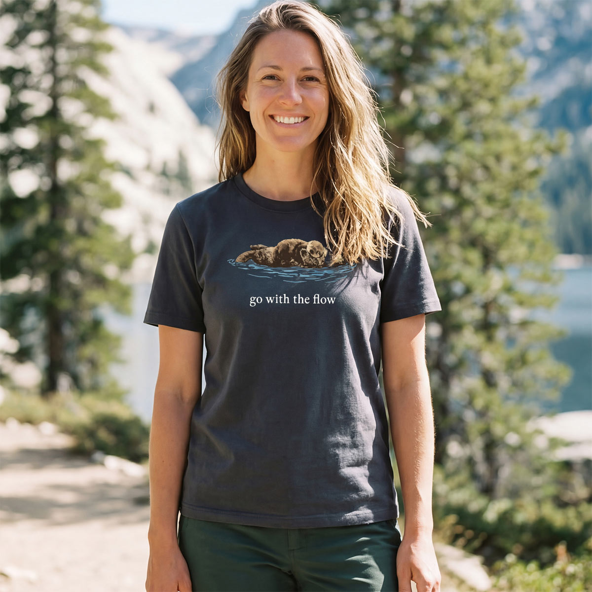 Go With The Flow Sea Otter Wildlife Nature T-Shirt