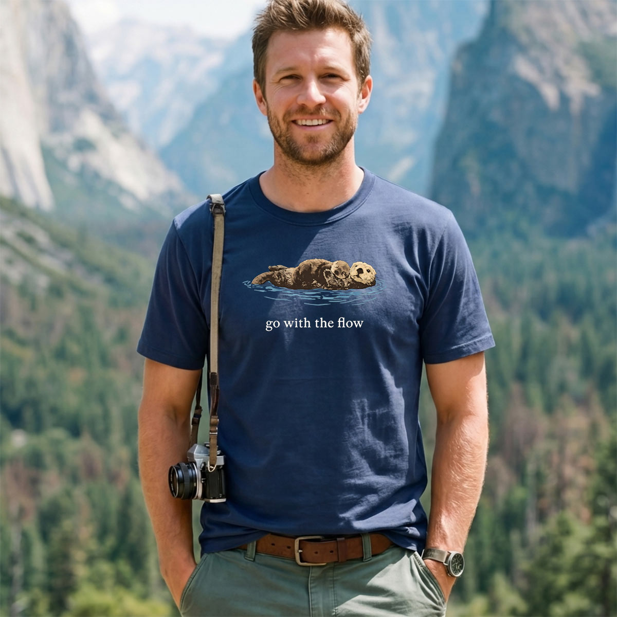 Go With The Flow Sea Otter Wildlife Nature T-Shirt