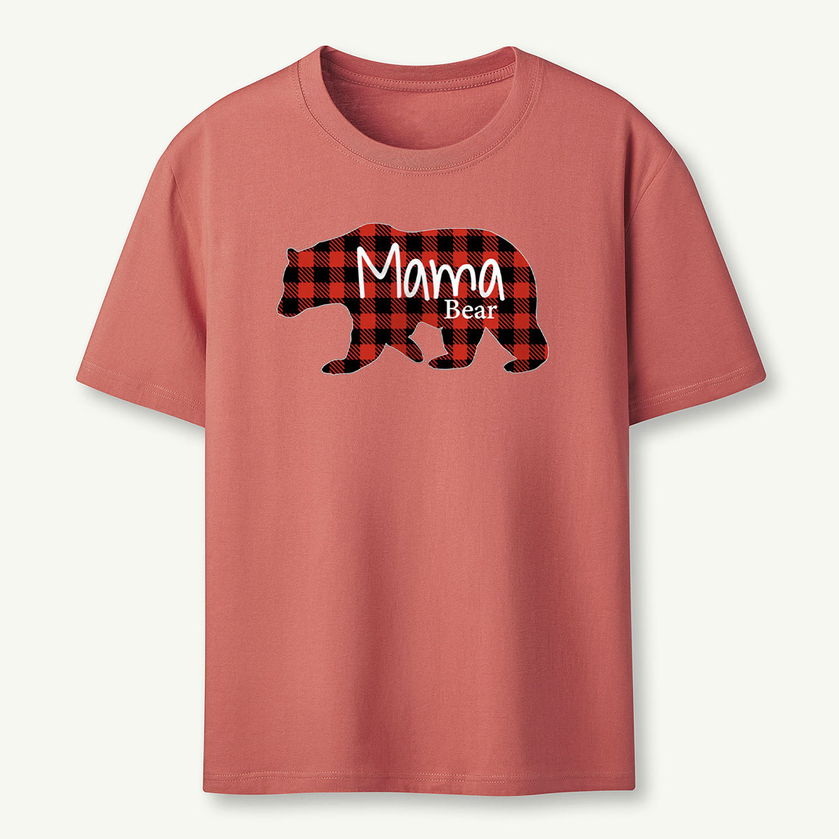 Mommy Bear Buffalo Red Plaid T-Shirt