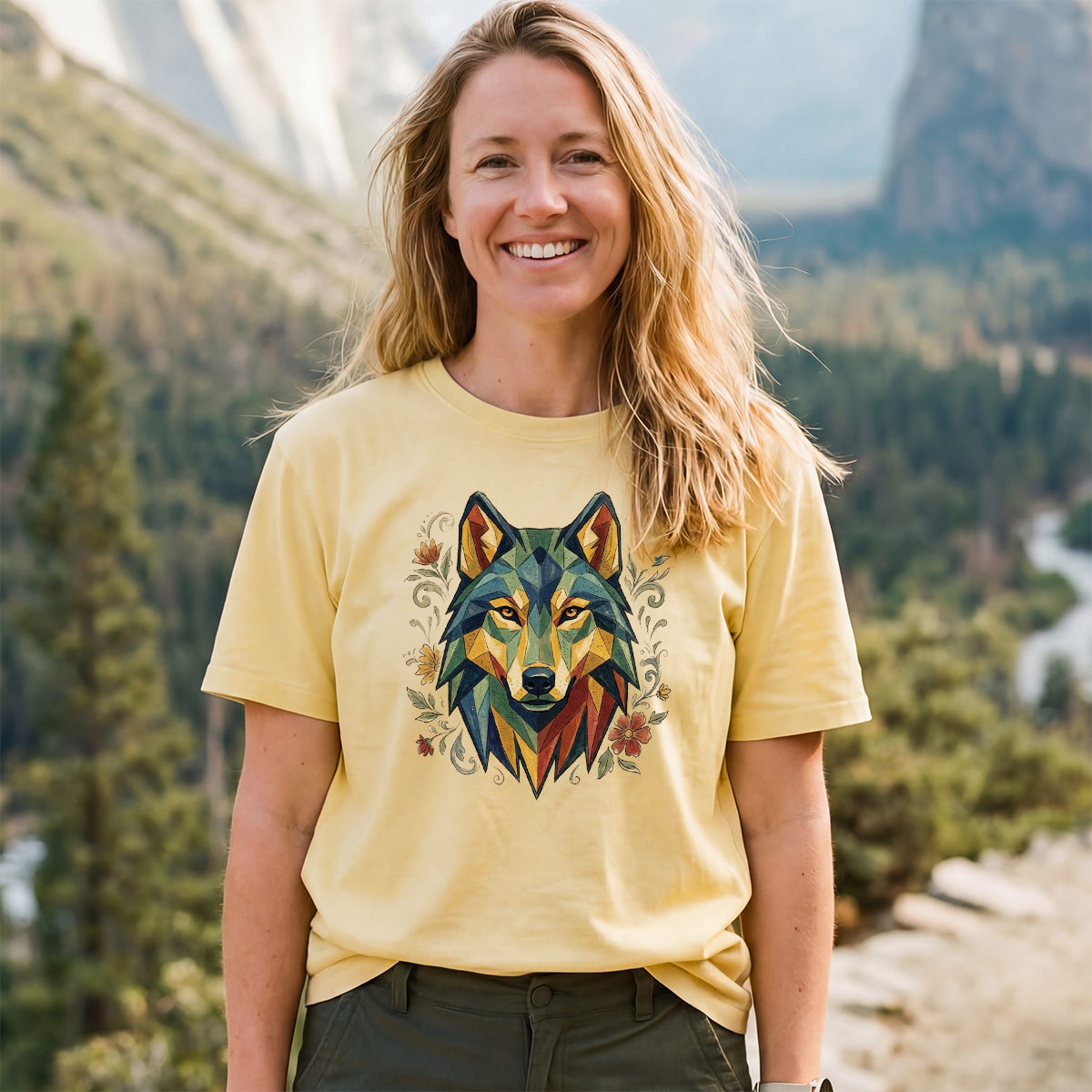 Abstract Geometric Wolf T-Shirt