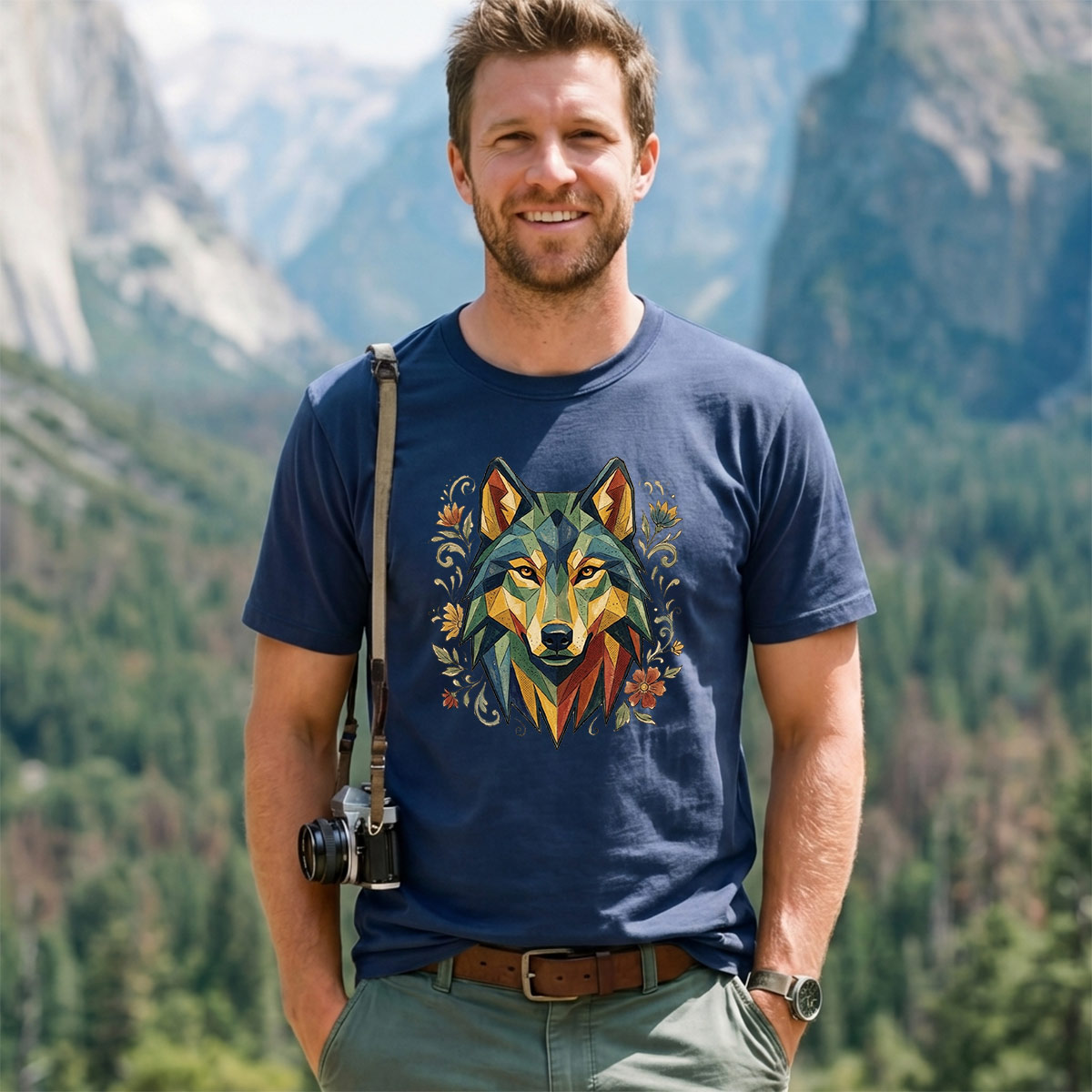 Abstract Geometric Wolf T-Shirt