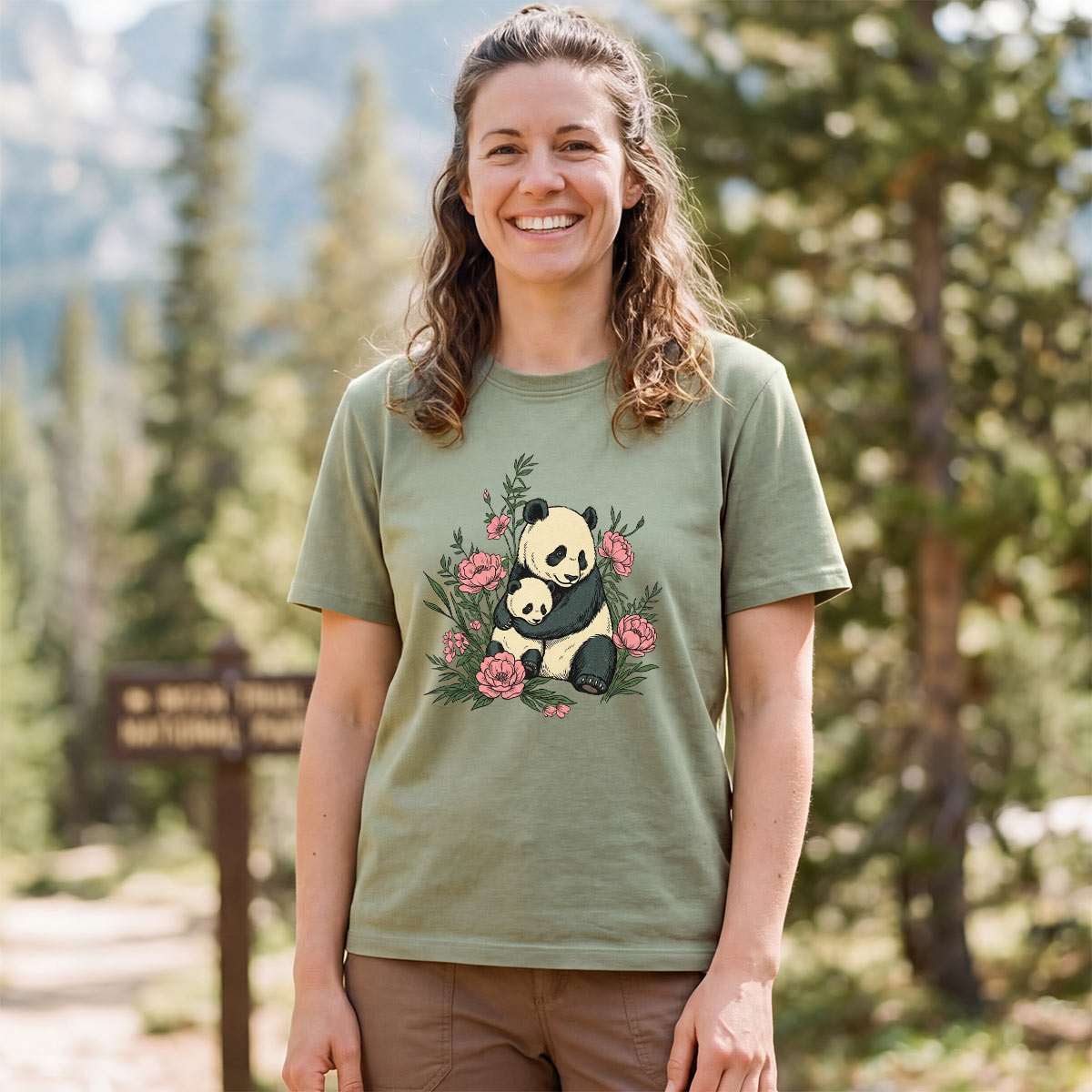 Panda Mama Flower T-Shirt
