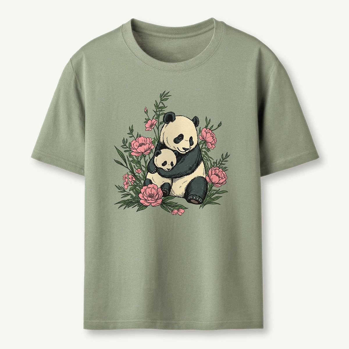 Panda Mama Flower T-Shirt