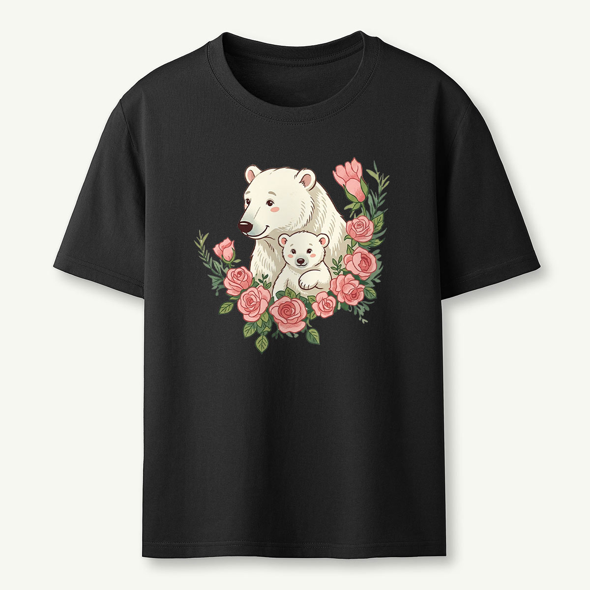 Polar Bears Mama Flower T-Shirt