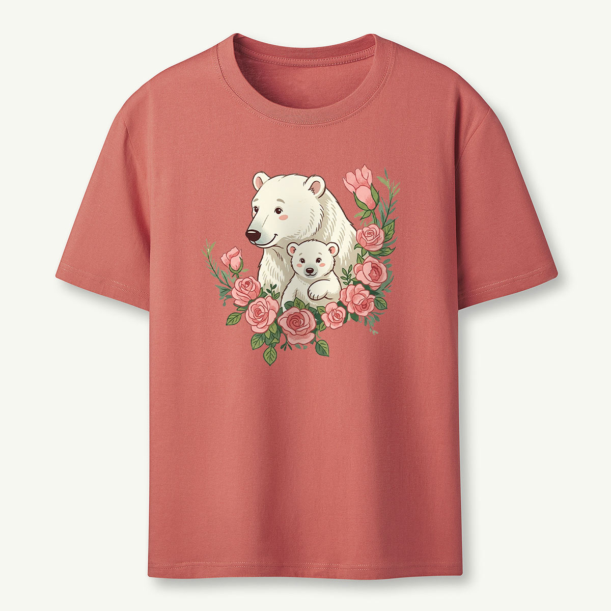 Polar Bears Mama Flower T-Shirt