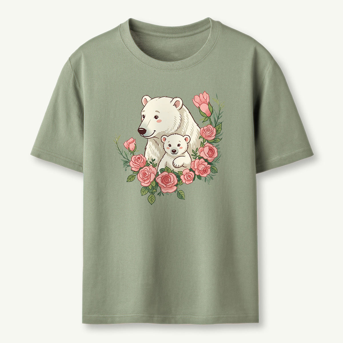 Polar Bears Mama Flower T-Shirt