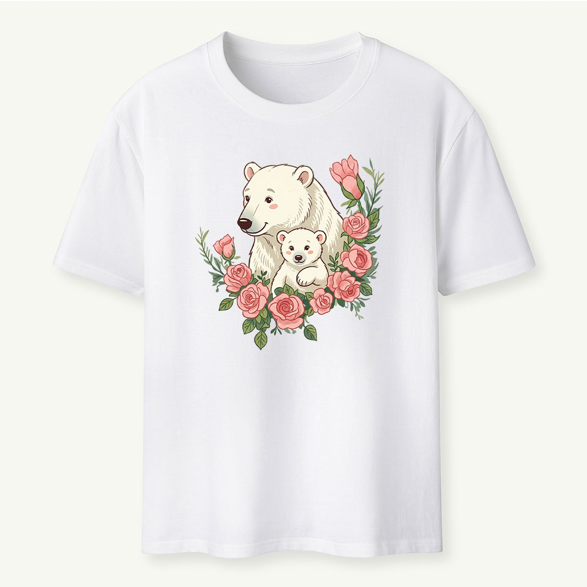 Polar Bears Mama Flower T-Shirt