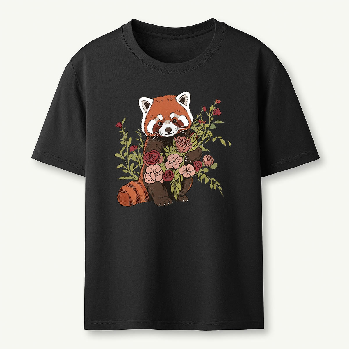 Red Panda With Flowers T-Shirt