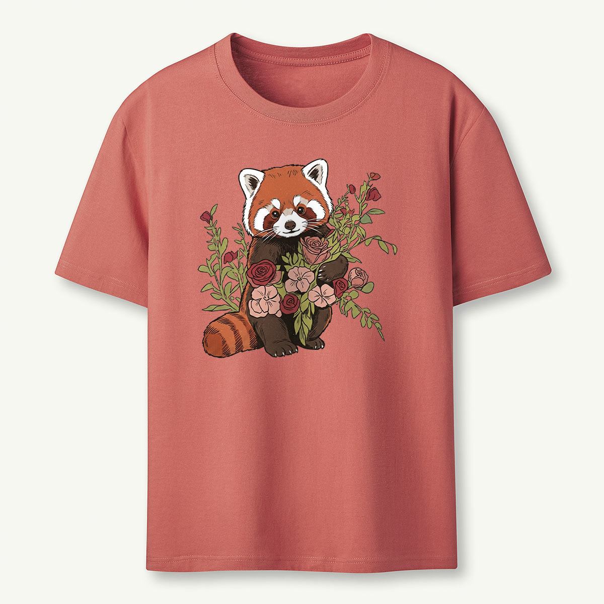 Red Panda With Flowers T-Shirt