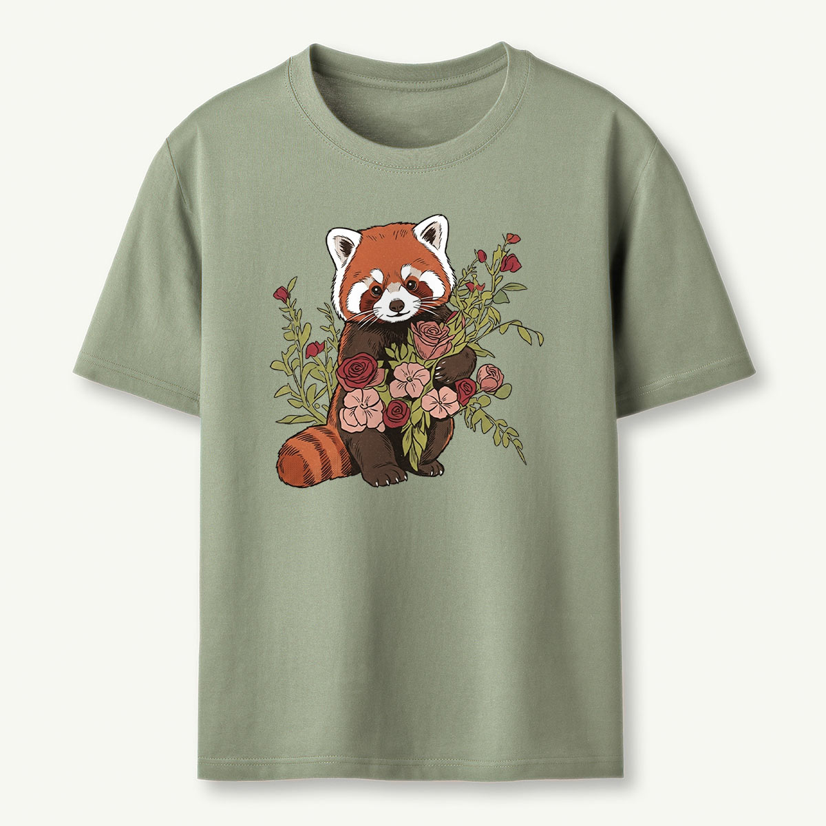 Red Panda With Flowers T-Shirt