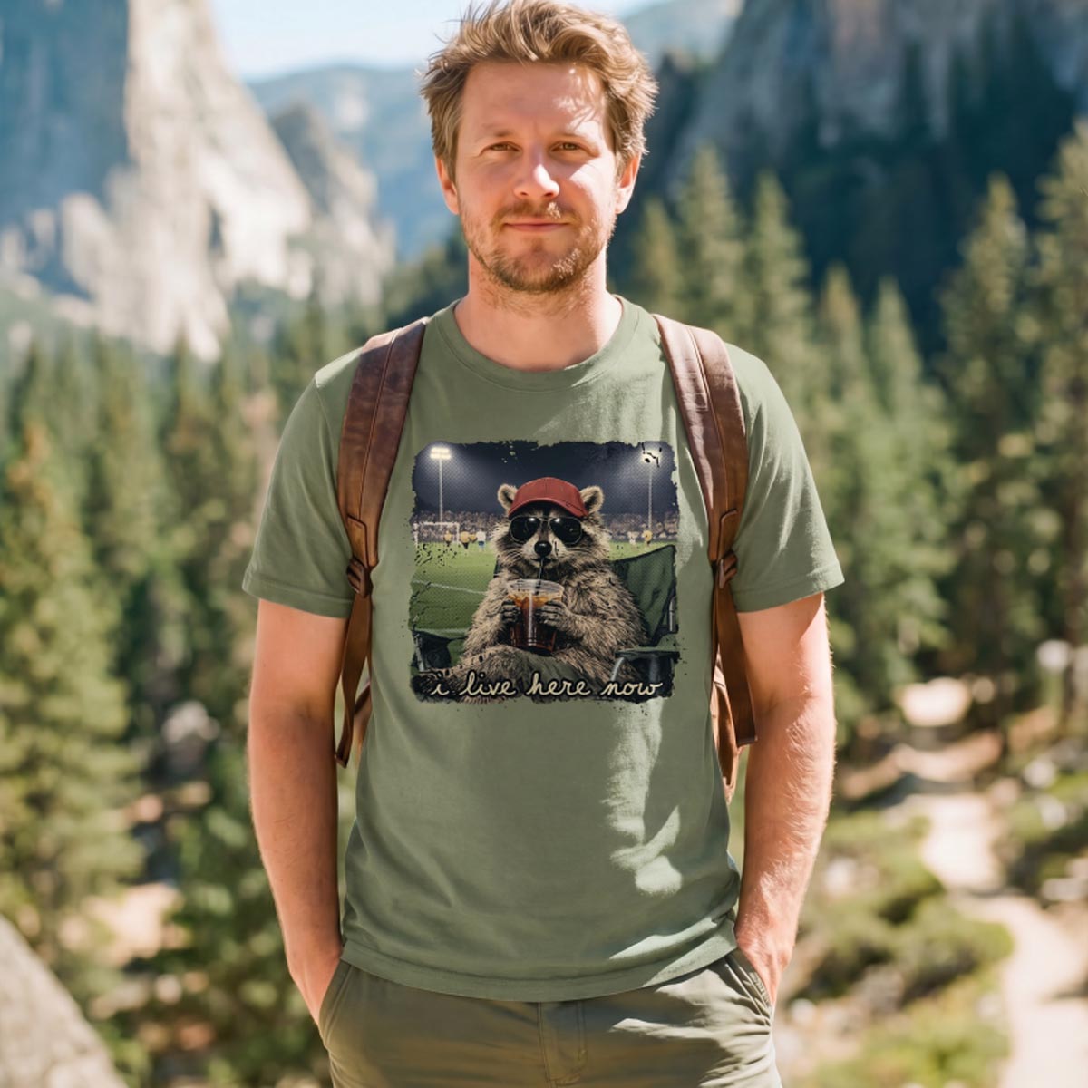 Racoon Funny Ballfield Soccer Game Day T‑Shirt