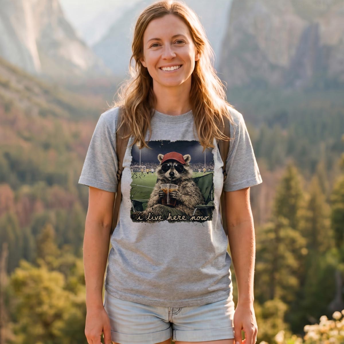 Racoon Funny Ballfield Soccer Game Day T‑Shirt