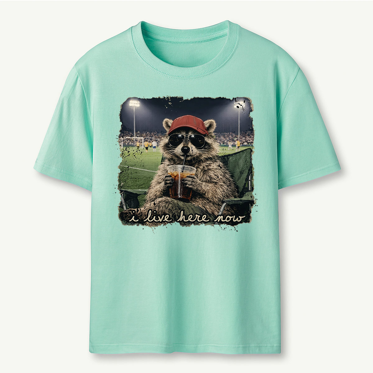 Racoon Funny Ballfield Soccer Game Day T‑Shirt