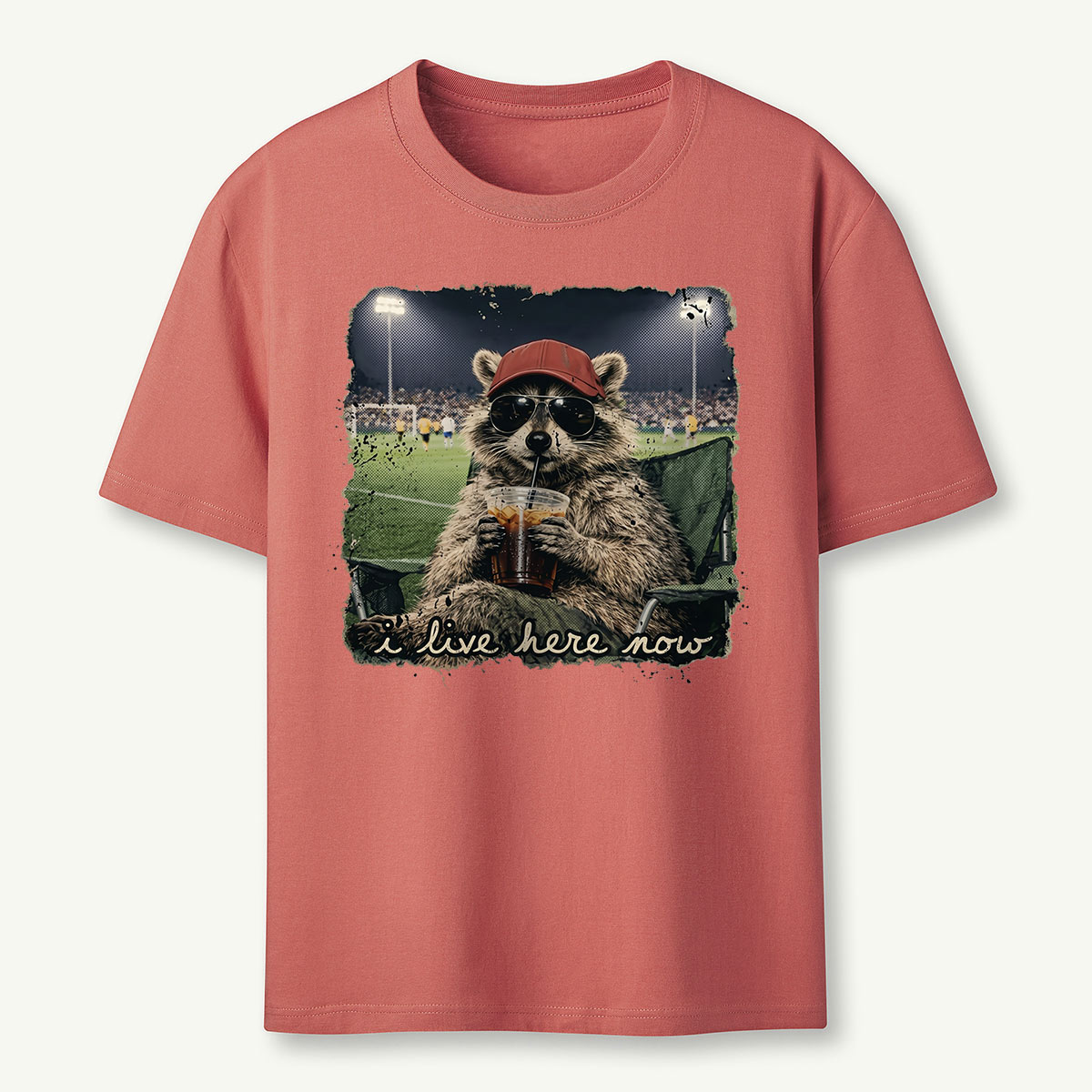 Racoon Funny Ballfield Soccer Game Day T‑Shirt