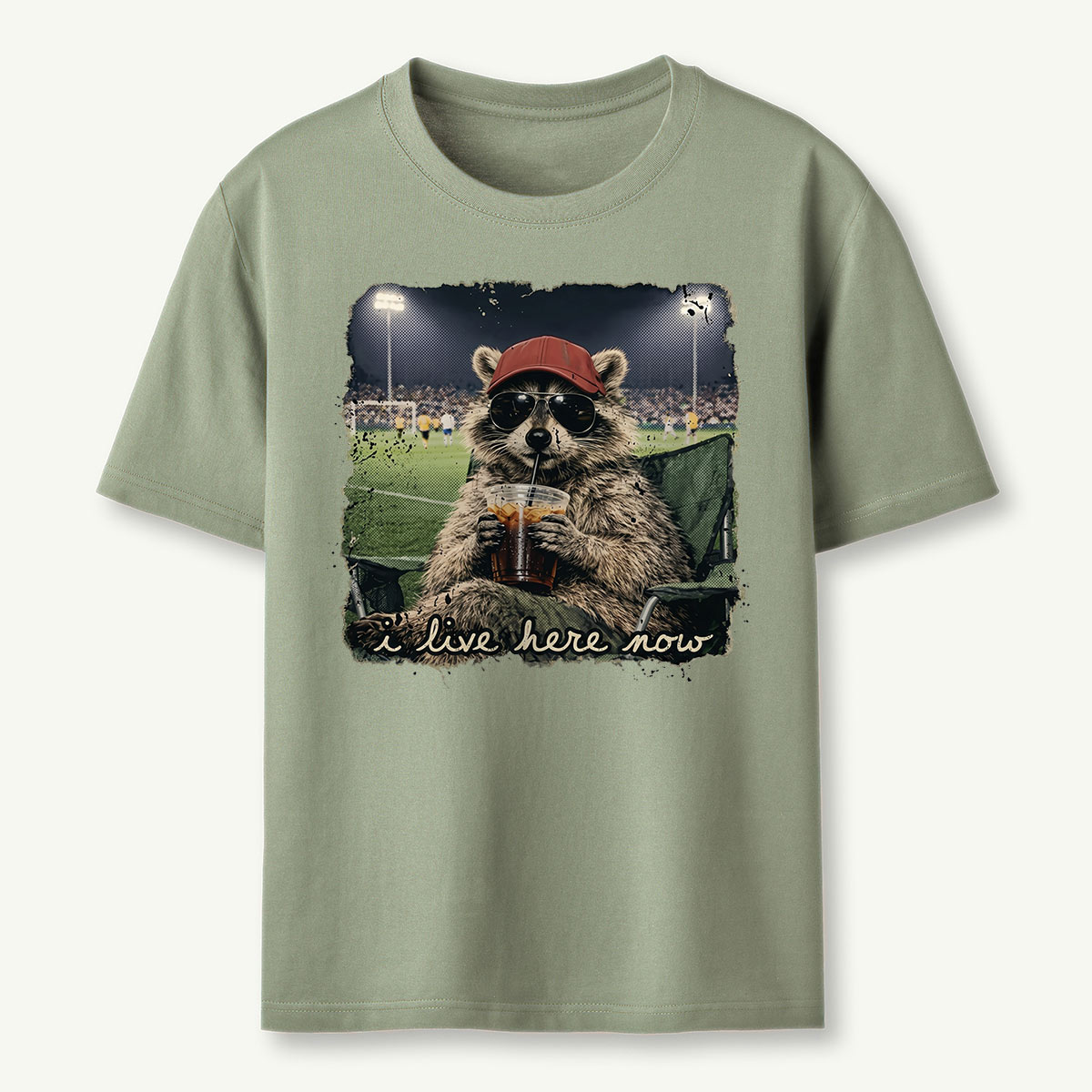 Racoon Funny Ballfield Soccer Game Day T‑Shirt