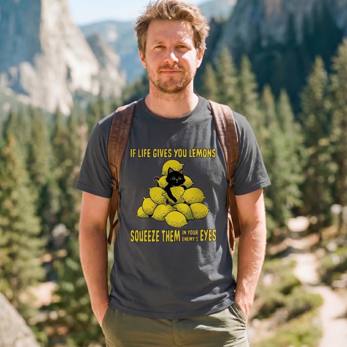 Funny Cat and Lemon Sarcastic Humor T‑Shirt