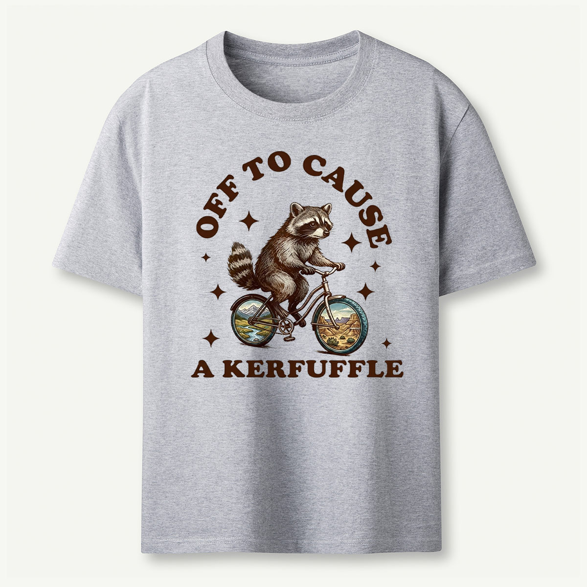 Off To Cause a Kerfuffle Raccoon T‑Shirt