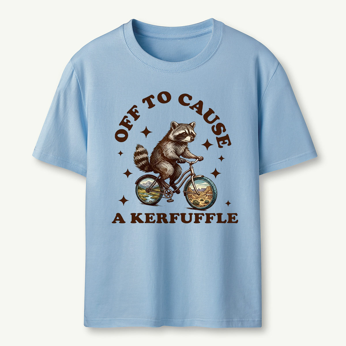 Off To Cause a Kerfuffle Raccoon T‑Shirt