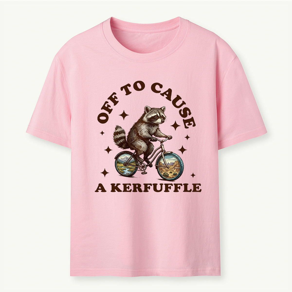 Off To Cause a Kerfuffle Raccoon T‑Shirt