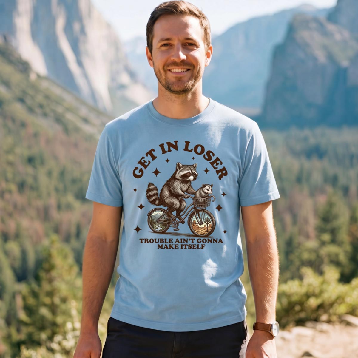 Get in Loser Raccoon Adventure T‑Shirt