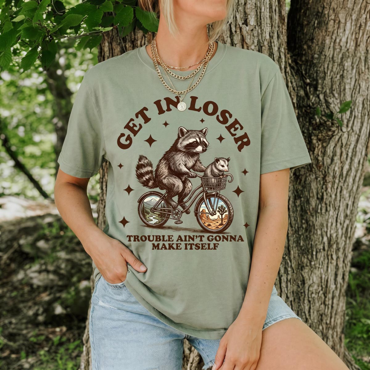 Get in Loser Raccoon Adventure T‑Shirt