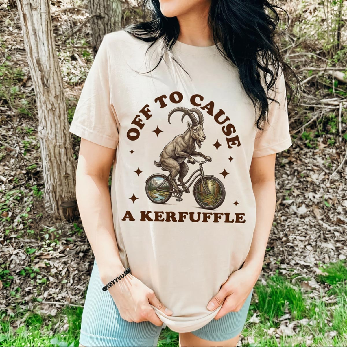 Off To Cause a Kerfuffle Mountain Goat T‑Shirt