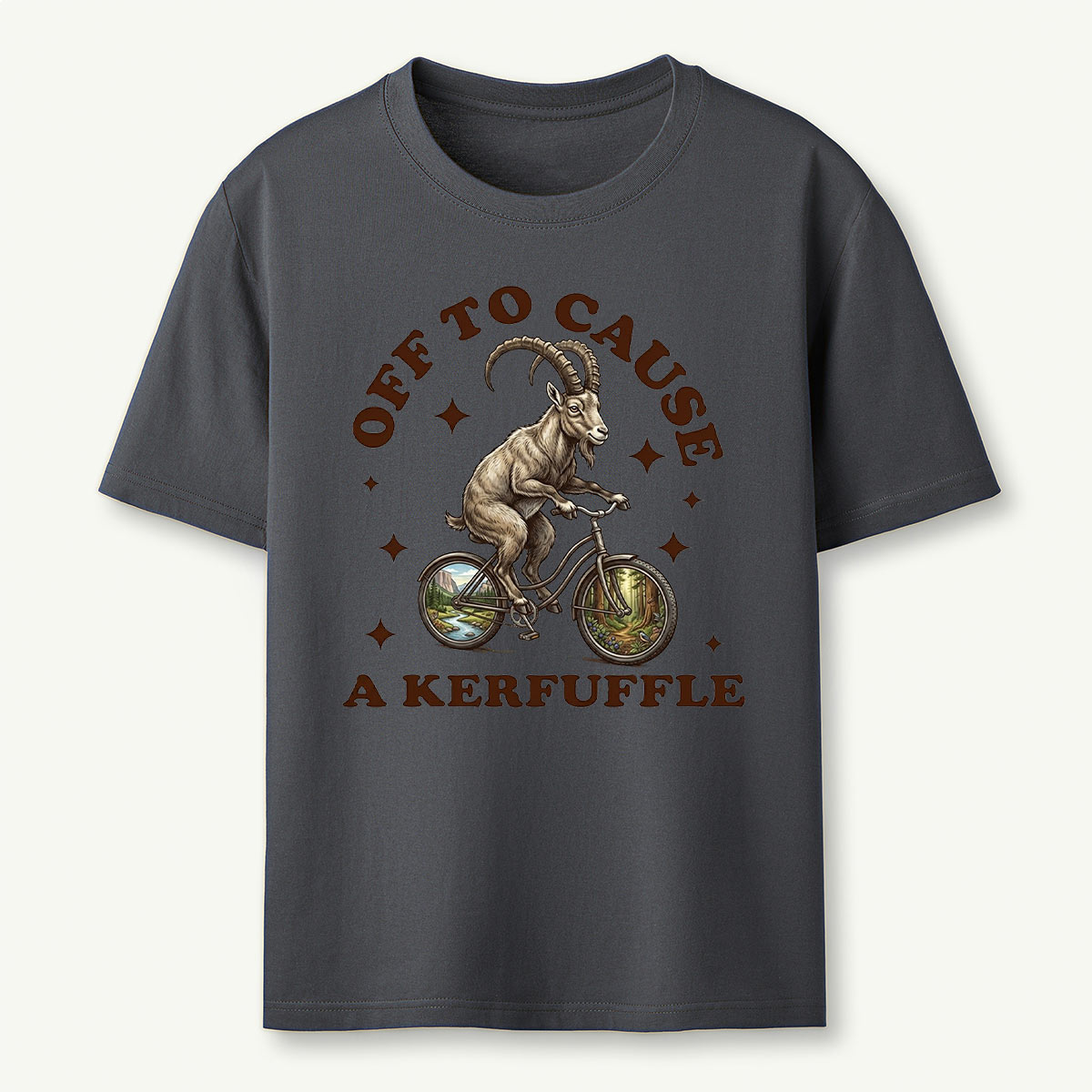 Off To Cause a Kerfuffle Mountain Goat T‑Shirt