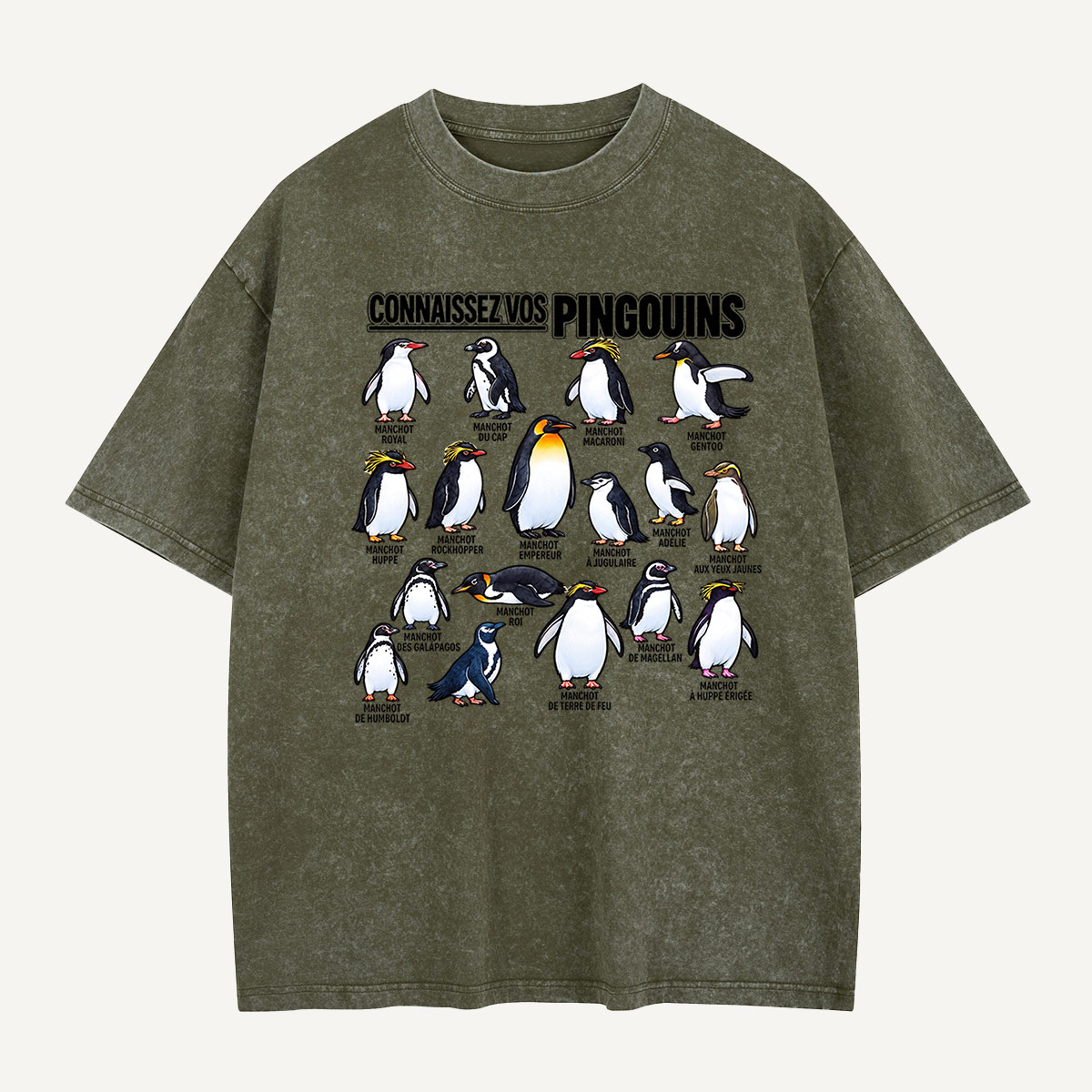 Connaissez Vos Pingouins Penguin Guide Washed T-Shirt