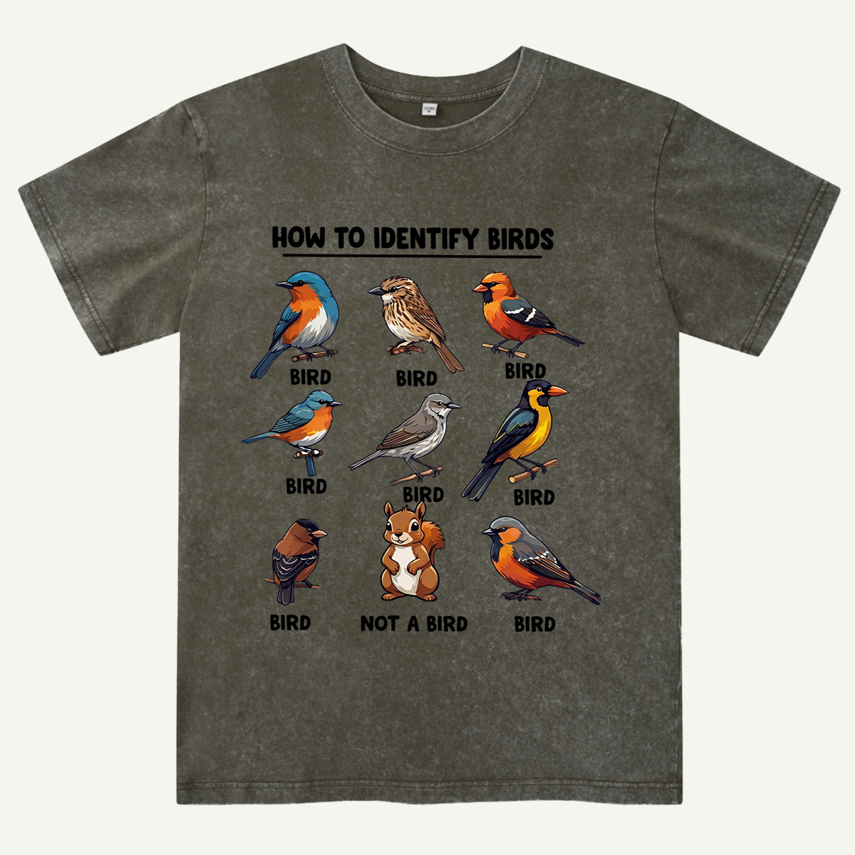 Funny Bird How to Identify Birds Washed T-Shirt