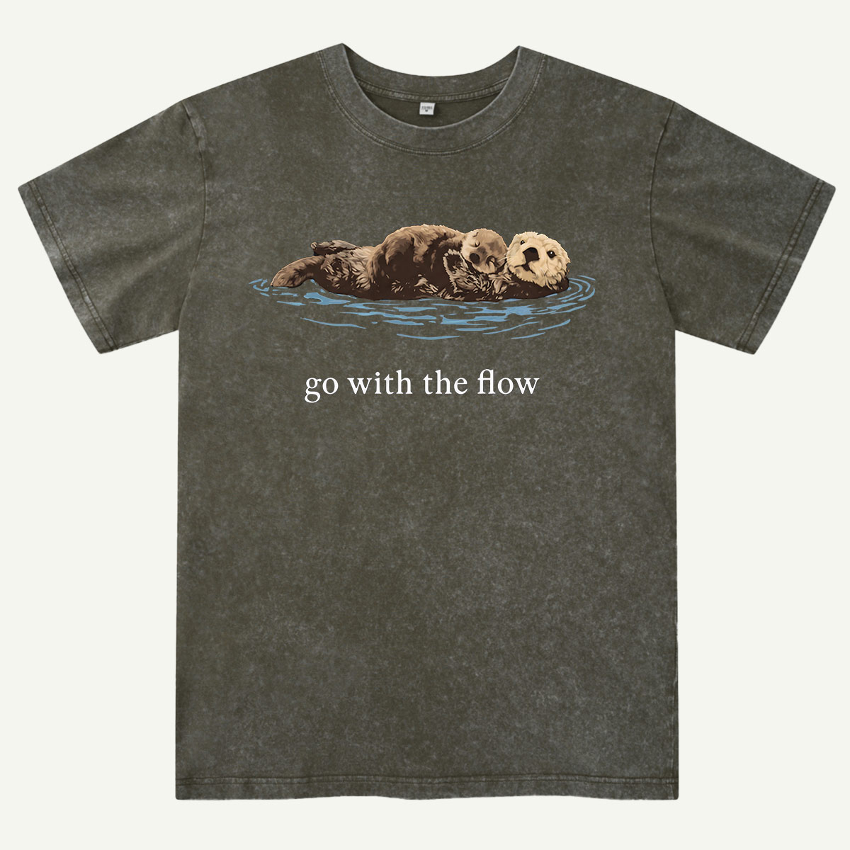 Go With The Flow Sea Otter Wildlife Nature Washed T-Shirt