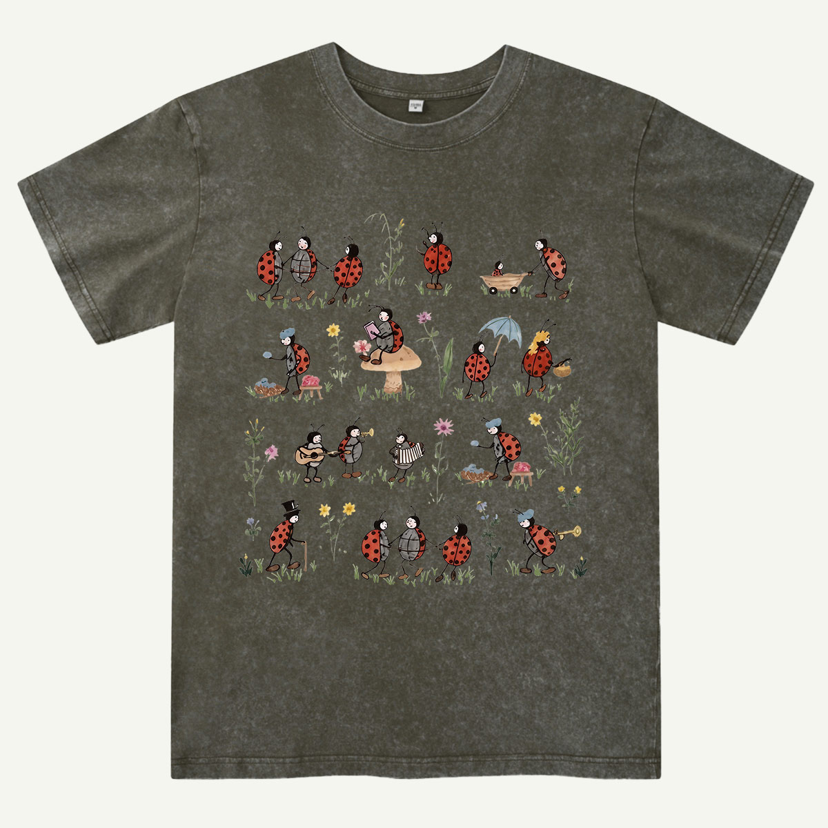 Ladybug and Flower Washed T-Shirt
