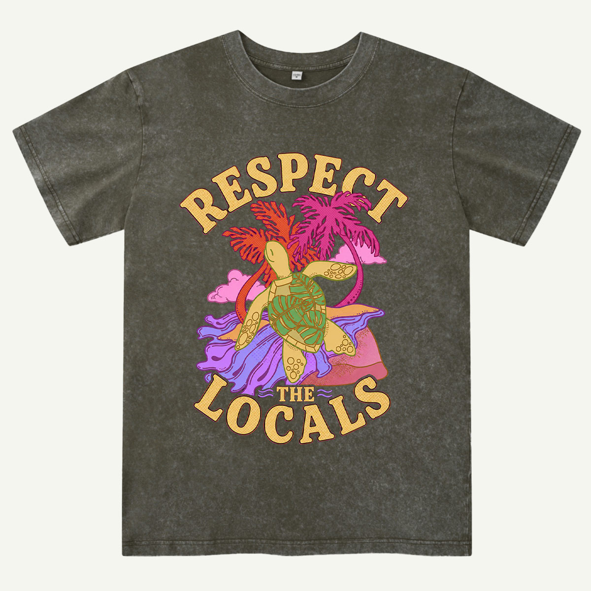 Sea Turtle Tropical Beach Washed T-Shirt