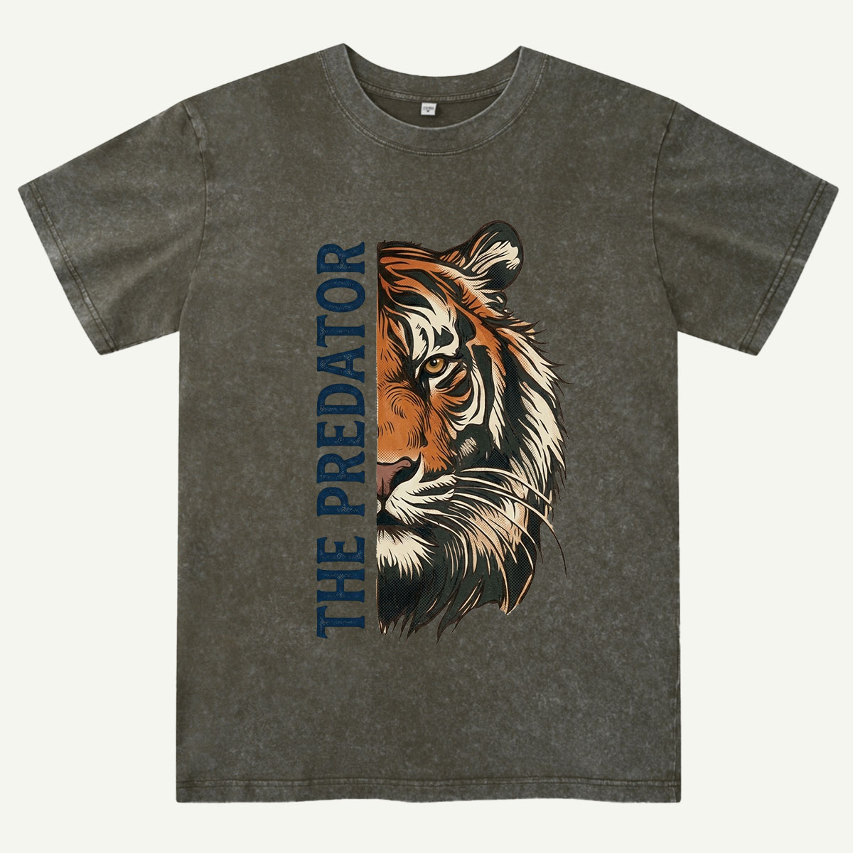 Half Face Tiger Predator Washed T-Shirt