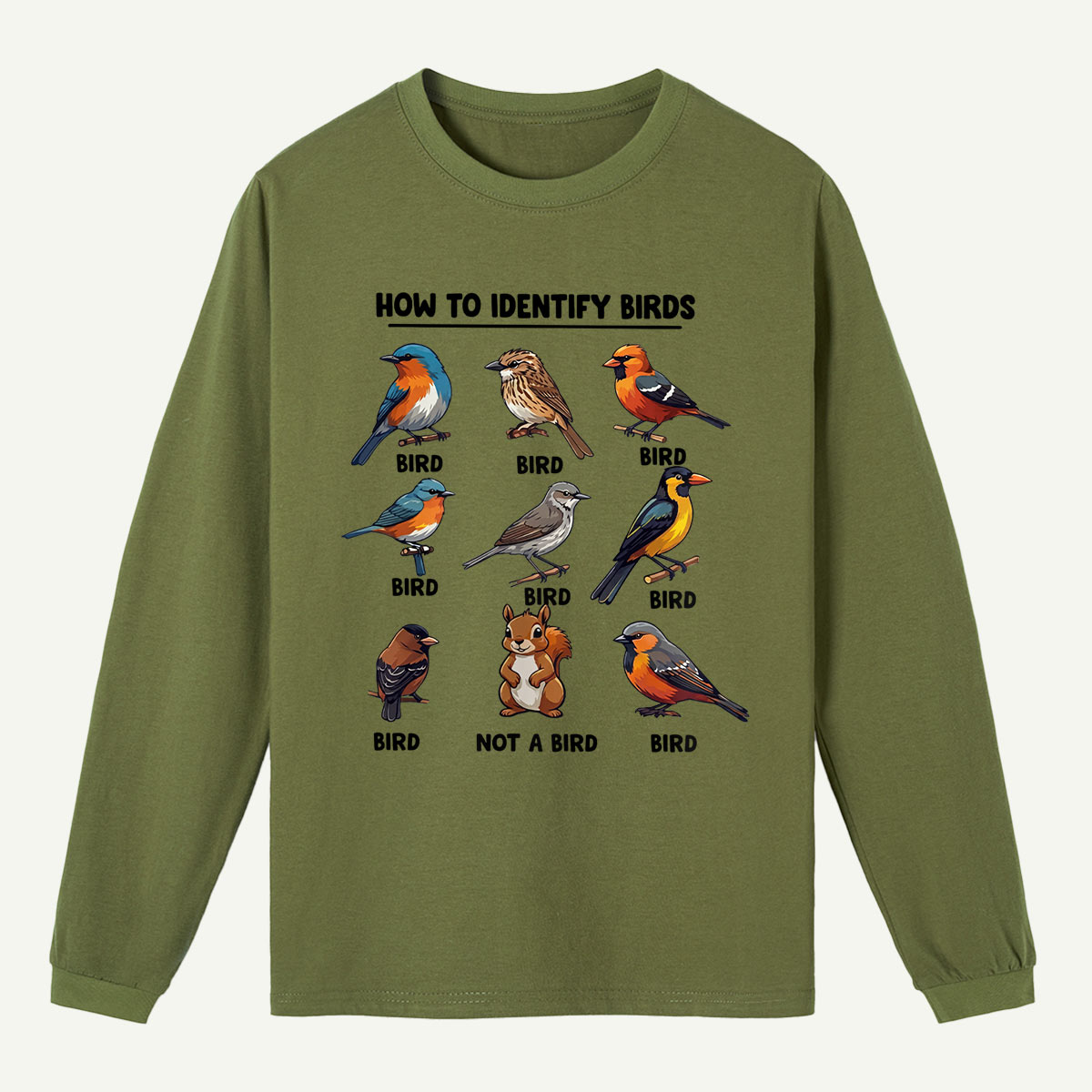 Funny Bird How to Identify Birds Long Sleeve T-Shirt