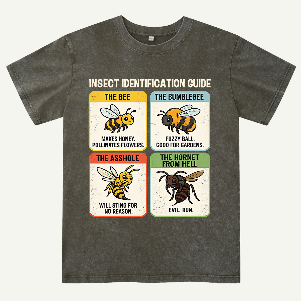 Funny Insect Identification Guide Washed T-Shirt
