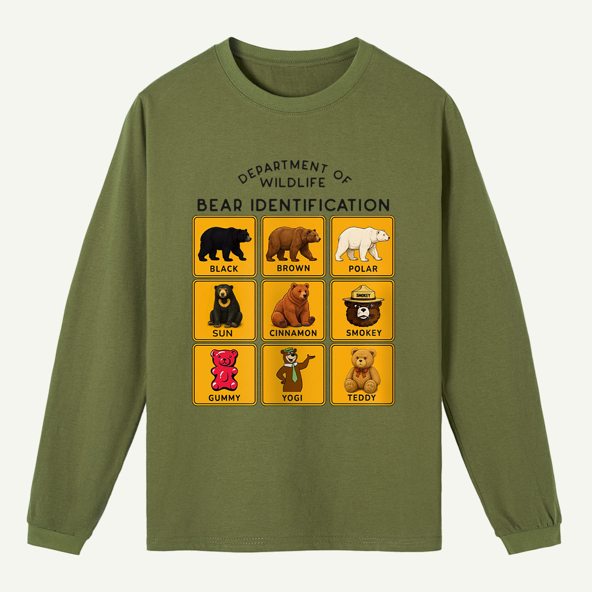 Department of Wildlife Bear Identification Gummy Bear Long Sleeve T-Shirt