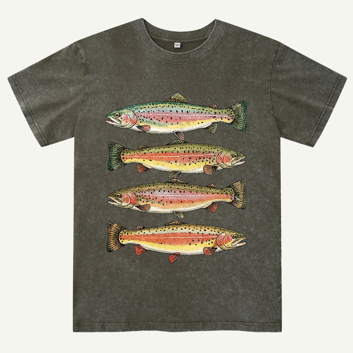 Rainbow Trout Fishing Washed T-Shirt