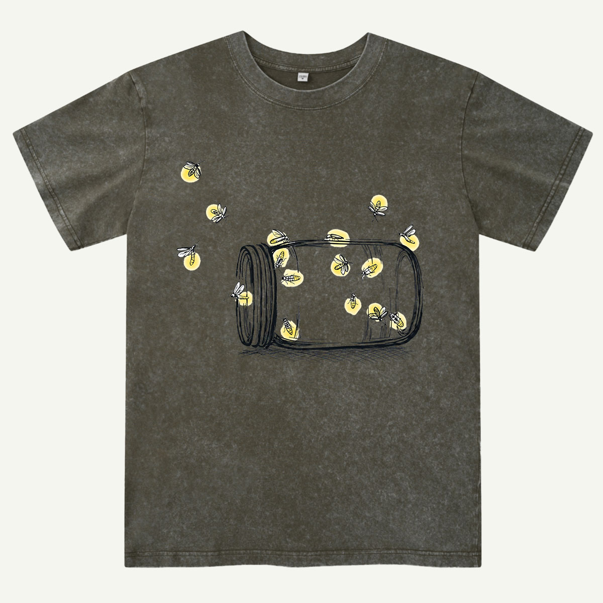 Summer Fireflies in a Jar Washed T-Shirt
