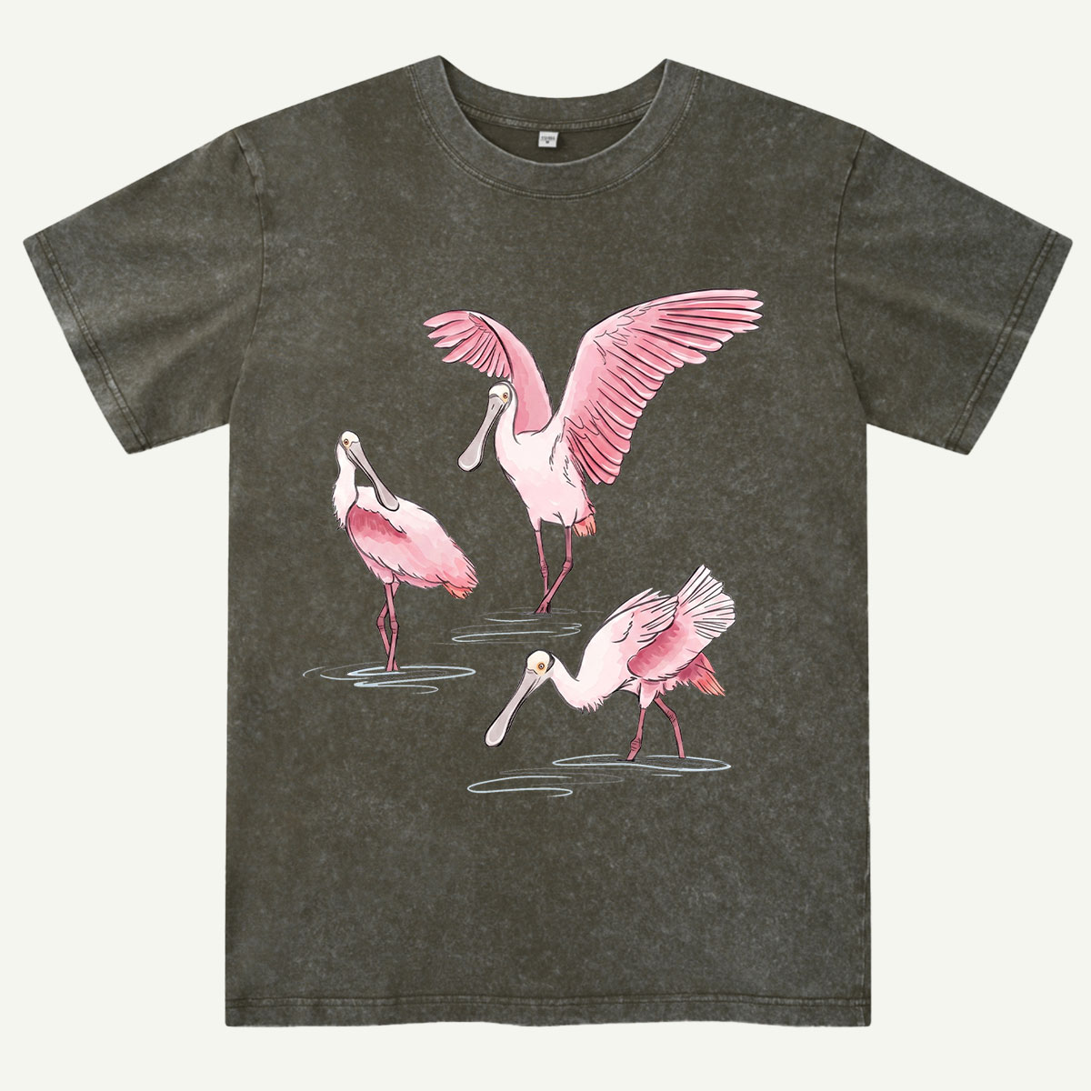 Roseate Spoonbill Bird Washed T-Shirt
