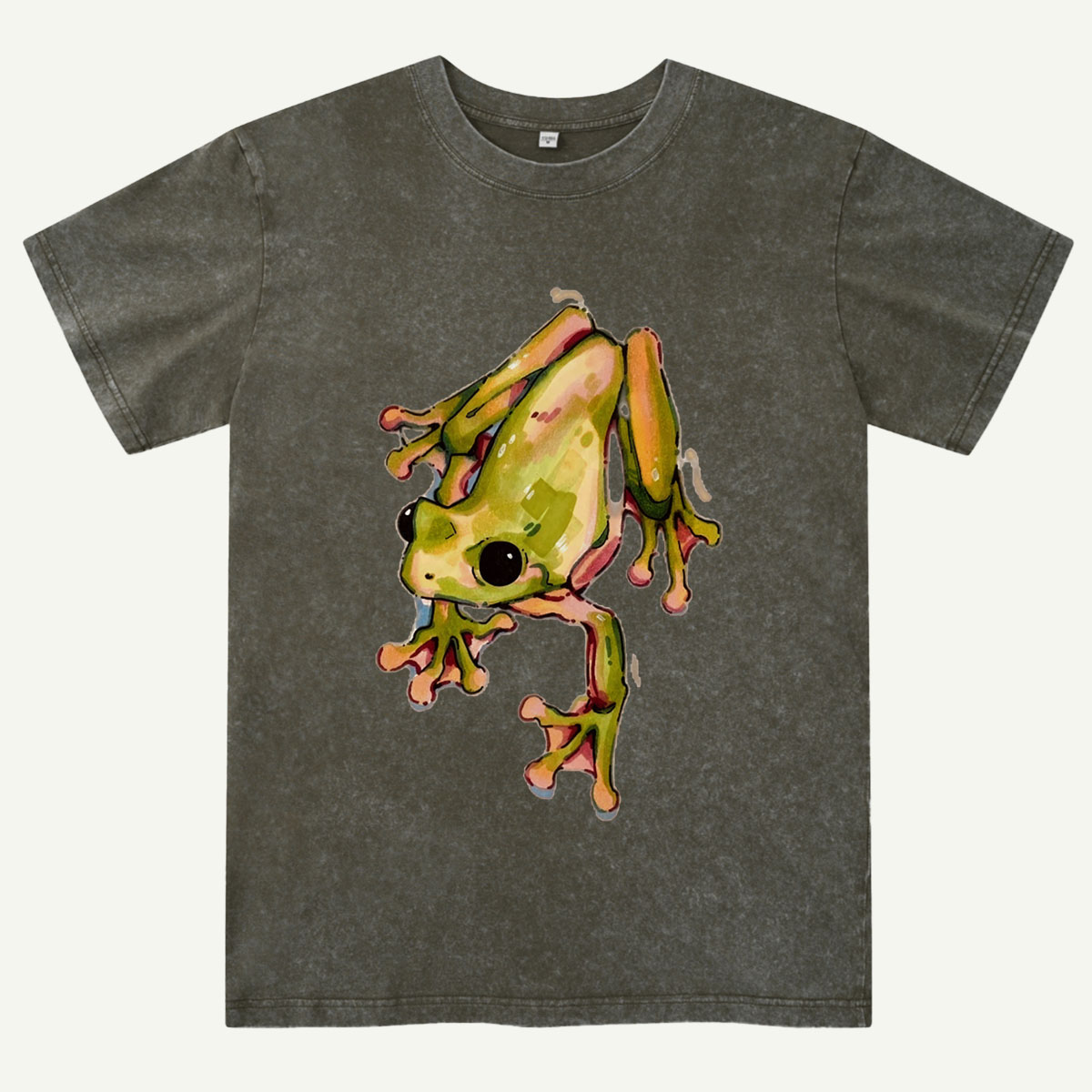 Watercolor Tree Frog Washed T-Shirt