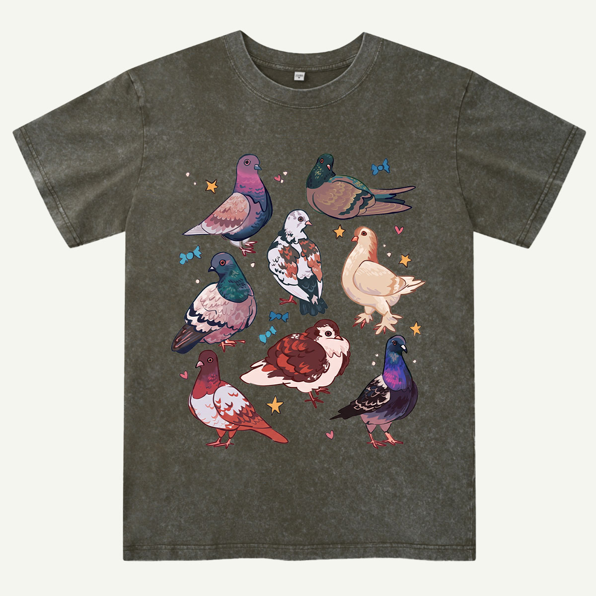 Cute Pigeon Squad Washed T-Shirt