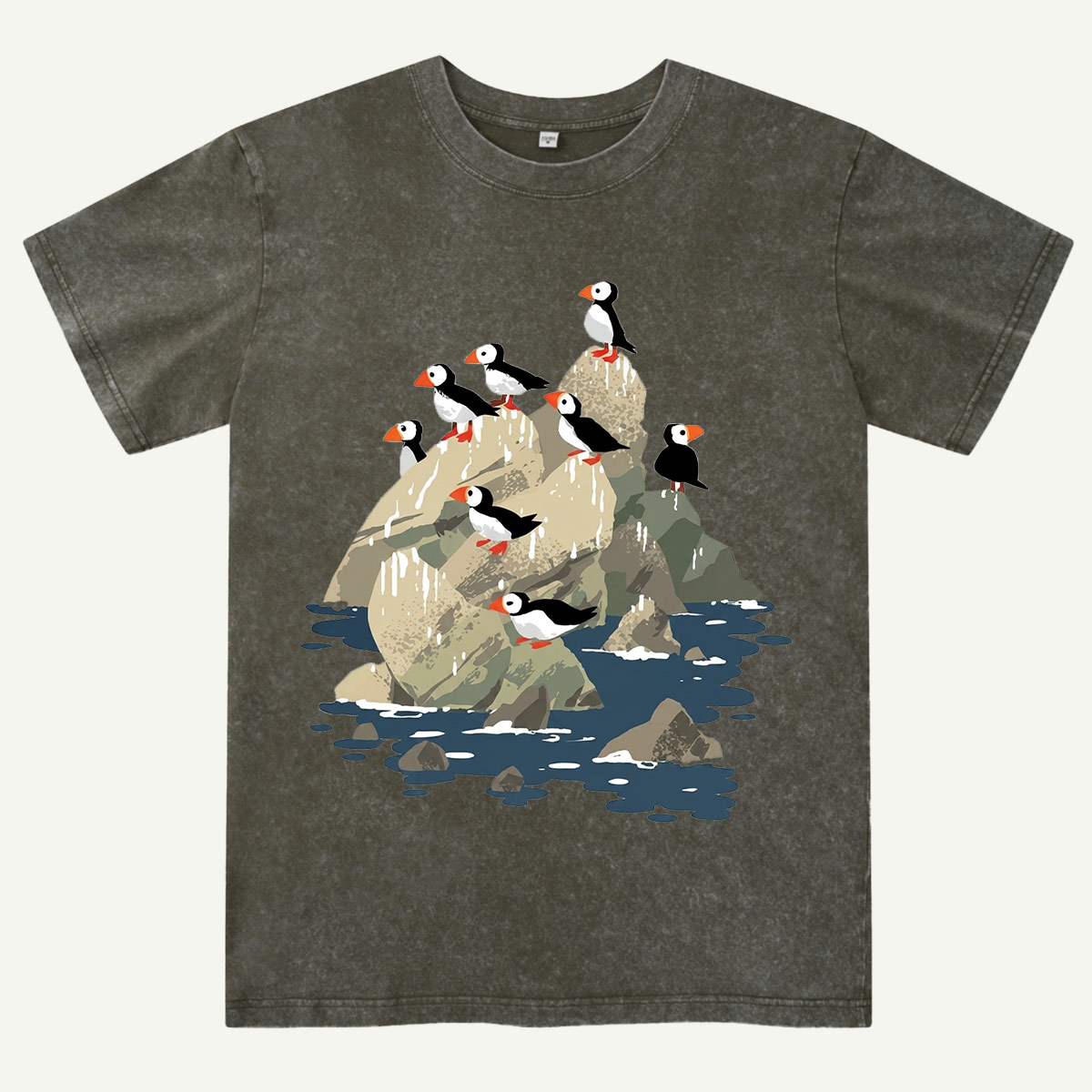 Coastal Wildlife Ocean Bird Washed T-Shirt