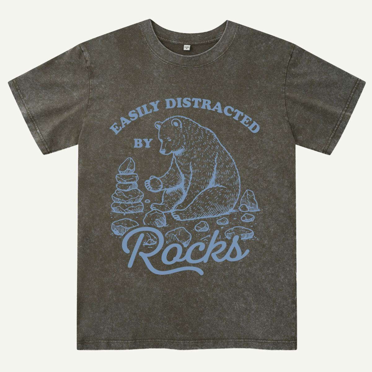 Easily Distracted By Rocks Bear Washed T-Shirt
