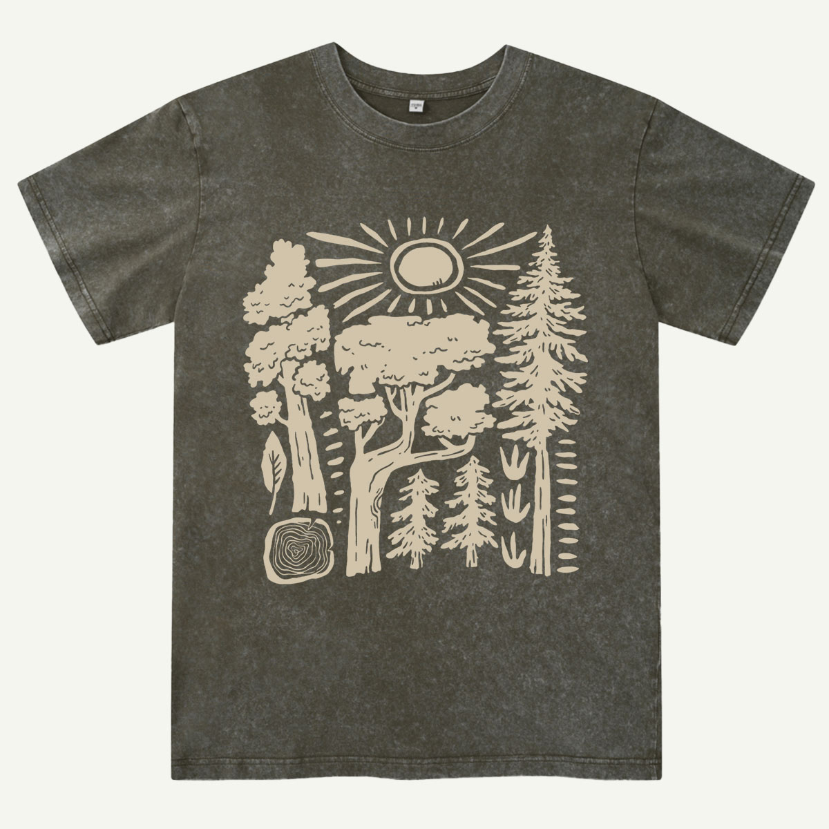 Minimalist Forest Sunrise Washed T-Shirt