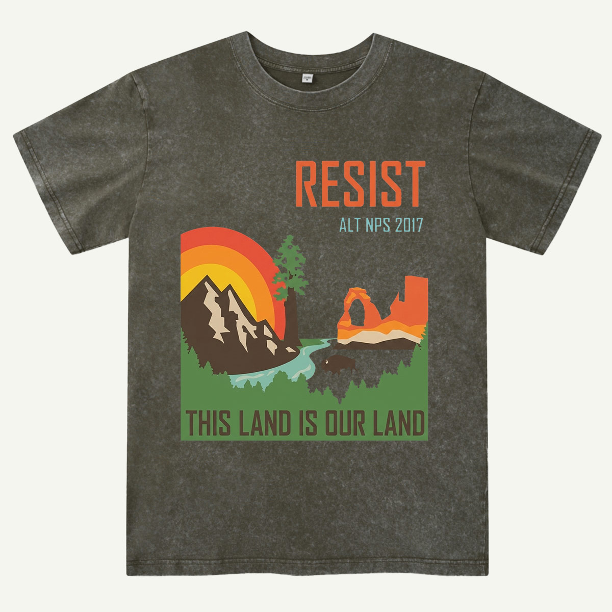 Retro Wilderness Landscape Mountain Adventure Washed T-Shirt