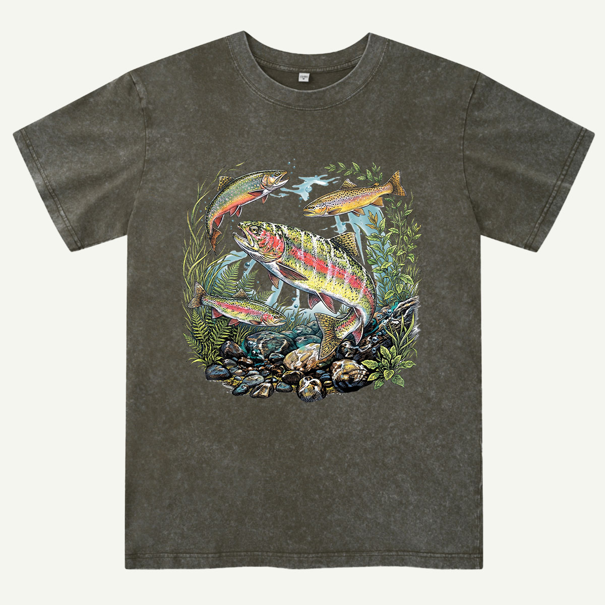 Trout Fishing Freshwater Fish Nature Washed T-Shirt